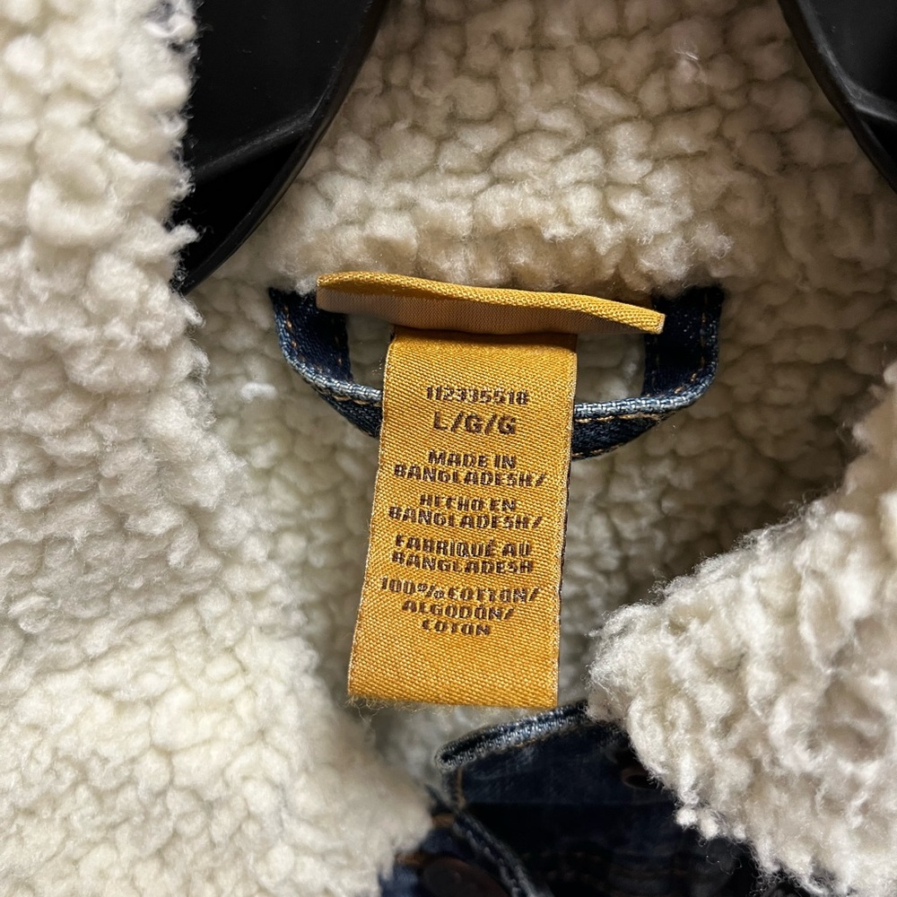 Wrangler Blue Denim Jacket with White Sherpa Collar - Picture 5 of 9